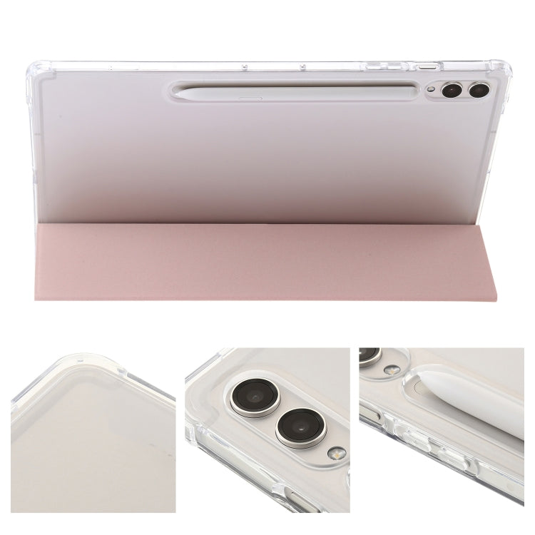For Samsung Galaxy Tab S10 Ultra 3-Fold Clear Acrylic Leather Tablet Case