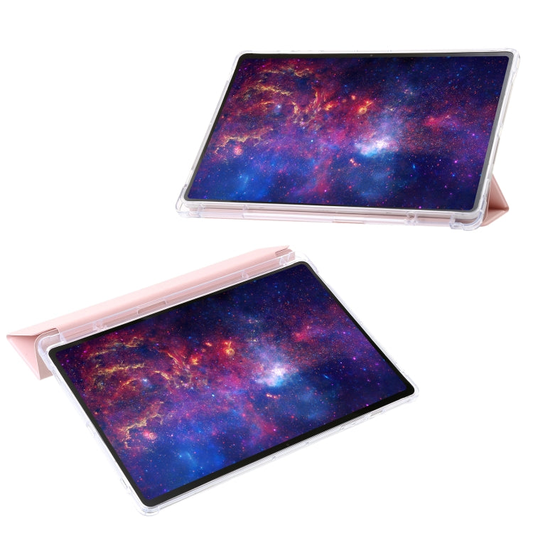 For Samsung Galaxy Tab S10 Ultra 3-Fold Clear Acrylic Leather Tablet Case