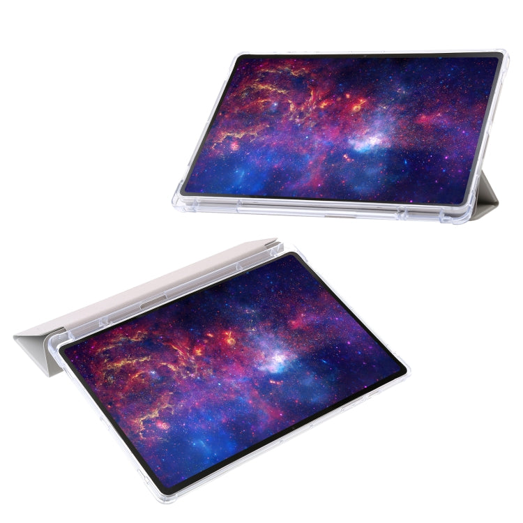 For Samsung Galaxy Tab S10 Ultra 3-Fold Clear Acrylic Leather Tablet Case