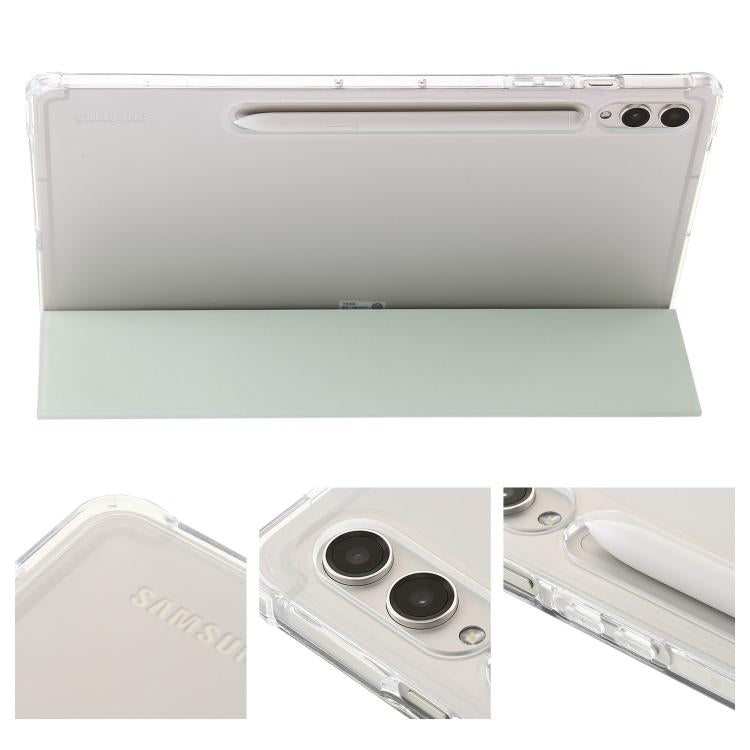 For Samsung Galaxy Tab S10 FE+ 3-Fold Clear Acrylic Leather Tablet Case