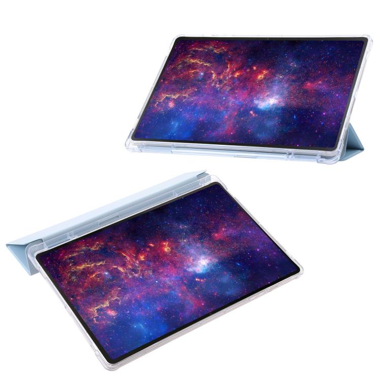 For Samsung Galaxy Tab S10 FE+ 3-Fold Clear Acrylic Leather Tablet Case