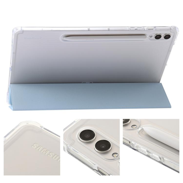 For Samsung Galaxy Tab S10 FE+ 3-Fold Clear Acrylic Leather Tablet Case