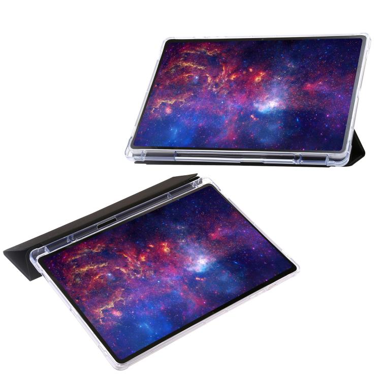 For Samsung Galaxy Tab S10 FE+ 3-Fold Clear Acrylic Leather Tablet Case