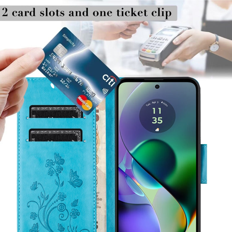 For Motorola Moto G35 Butterfly Flower Pattern Flip Leather Phone Case