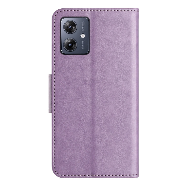 For Motorola Moto G35 Butterfly Flower Pattern Flip Leather Phone Case