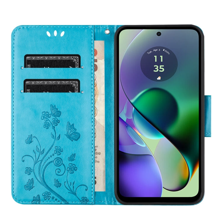 For Motorola Moto G55 Butterfly Flower Pattern Flip Leather Phone Case