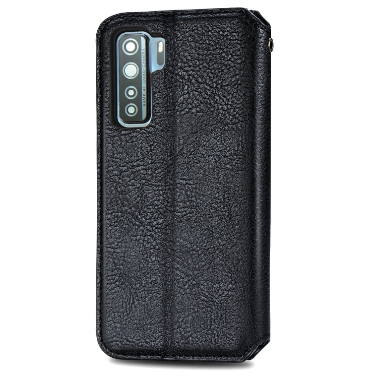 For Huawei P40 Lite 5G / Nova 7 SE Cubic Grid Pressed Horizontal Flip Magnetic Leather Case with Holder & Card Slots & Wallet