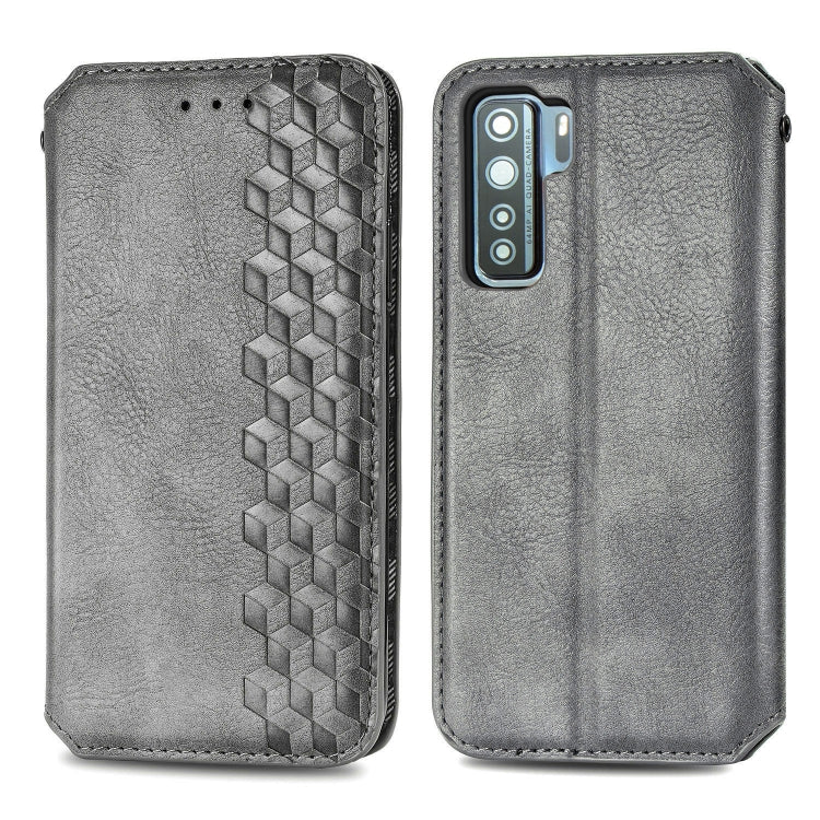 For Huawei P40 Lite 5G / Nova 7 SE Cubic Grid Pressed Horizontal Flip Magnetic Leather Case with Holder & Card Slots & Wallet