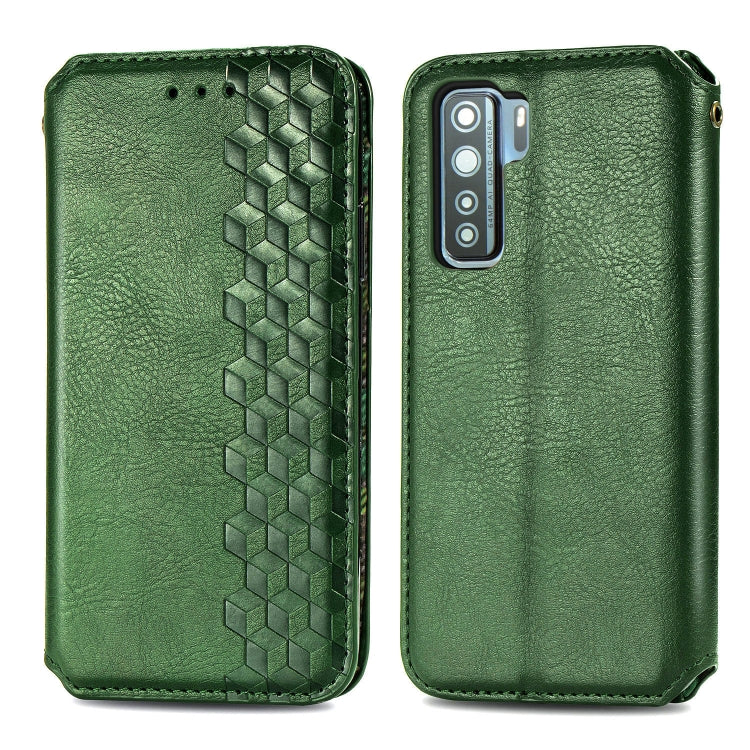 For Huawei P40 Lite 5G / Nova 7 SE Cubic Grid Pressed Horizontal Flip Magnetic Leather Case with Holder & Card Slots & Wallet