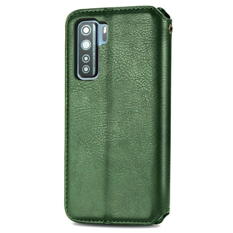 For Huawei P40 Lite 5G / Nova 7 SE Cubic Grid Pressed Horizontal Flip Magnetic Leather Case with Holder & Card Slots & Wallet