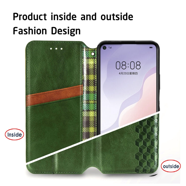 For Huawei P40 Lite 5G / Nova 7 SE Cubic Grid Pressed Horizontal Flip Magnetic Leather Case with Holder & Card Slots & Wallet