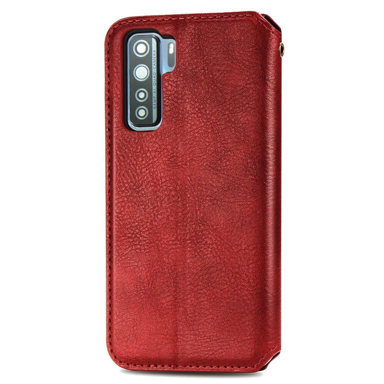 For Huawei P40 Lite 5G / Nova 7 SE Cubic Grid Pressed Horizontal Flip Magnetic Leather Case with Holder & Card Slots & Wallet