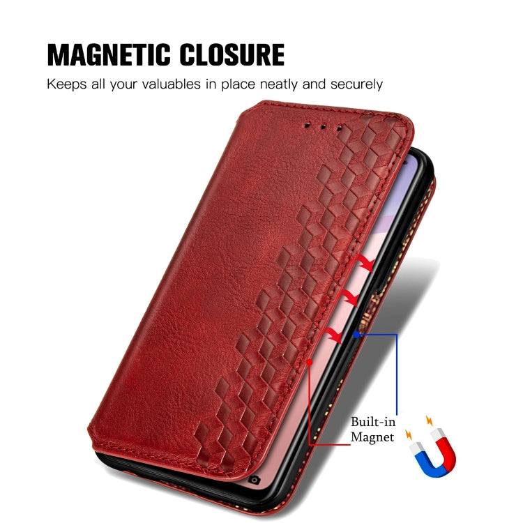 For Huawei P40 Lite 5G / Nova 7 SE Cubic Grid Pressed Horizontal Flip Magnetic Leather Case with Holder & Card Slots & Wallet