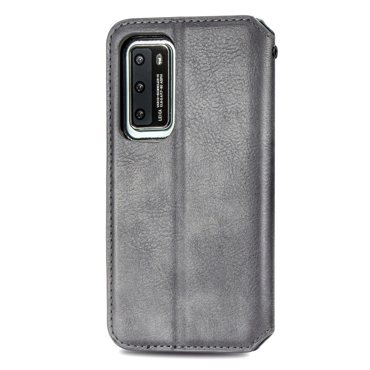 For Huawei P40 Cubic Grid Pressed Horizontal Flip Magnetic Leather Case with Holder & Card Slots & Wallet