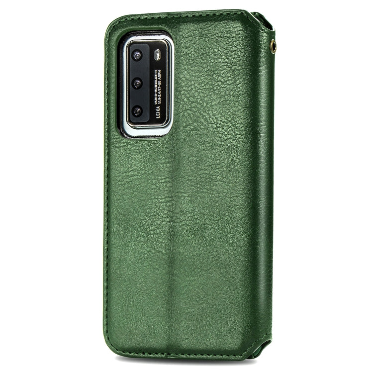 For Huawei P40 Cubic Grid Pressed Horizontal Flip Magnetic Leather Case with Holder & Card Slots & Wallet