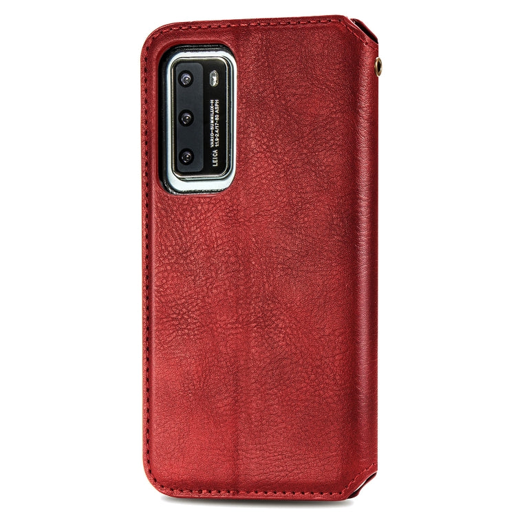 For Huawei P40 Cubic Grid Pressed Horizontal Flip Magnetic Leather Case with Holder & Card Slots & Wallet