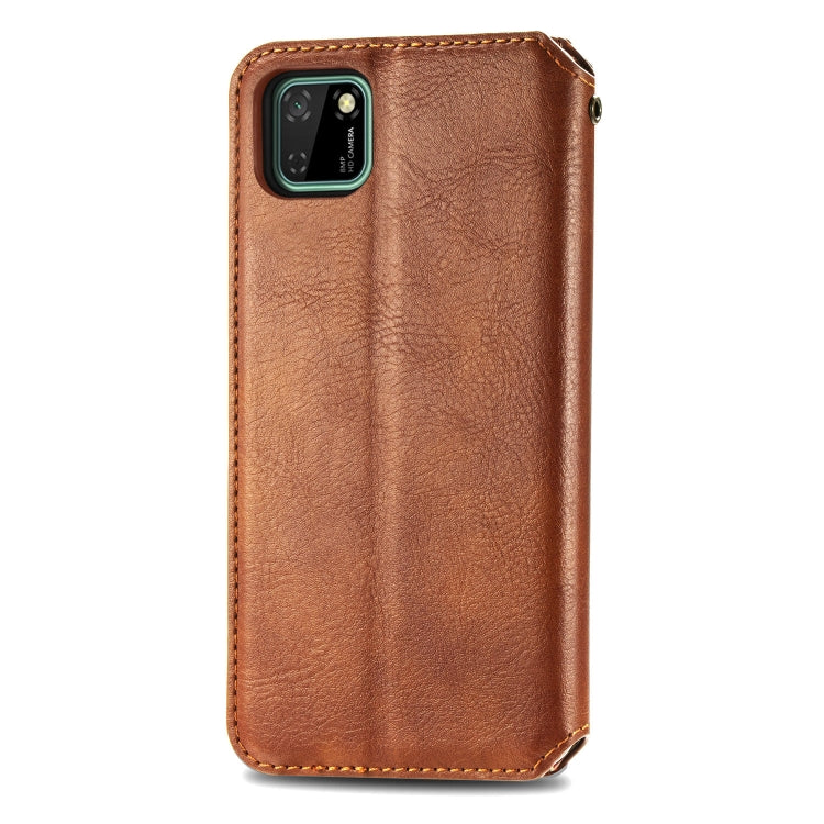 For Huawei Y5P(2020) Cubic Grid Pressed Horizontal Flip Magnetic Leather Case with Holder & Card Slots & Wallet