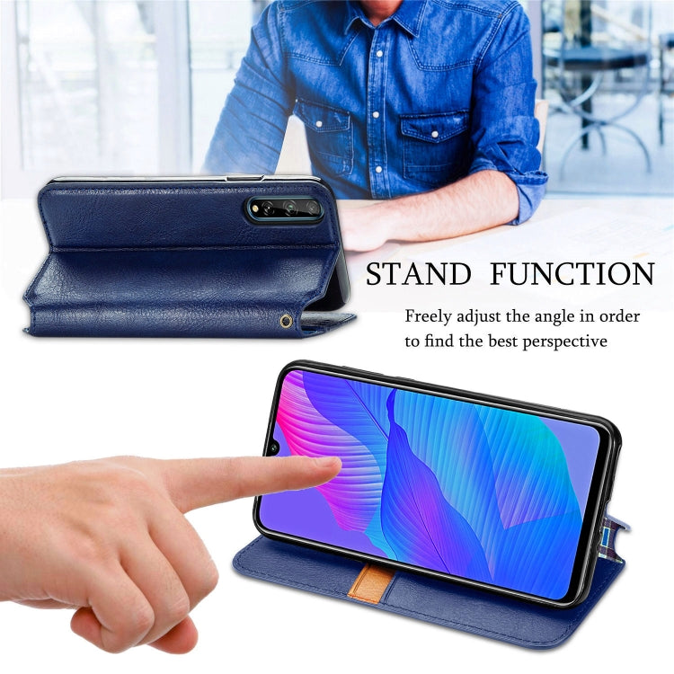 For Huawei Y8P Cubic Grid Pressed Horizontal Flip Magnetic Leather Case with Holder & Card Slots & Wallet