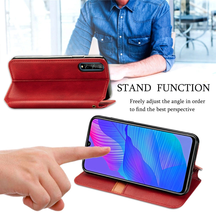 For Huawei Y8P Cubic Grid Pressed Horizontal Flip Magnetic Leather Case with Holder & Card Slots & Wallet