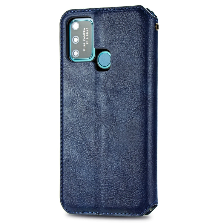 For Huawei Honor 9A Cubic Grid Pressed Horizontal Flip Magnetic Leather Case with Holder & Card Slots & Wallet