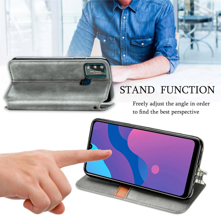 For Huawei Honor 9A Cubic Grid Pressed Horizontal Flip Magnetic Leather Case with Holder & Card Slots & Wallet