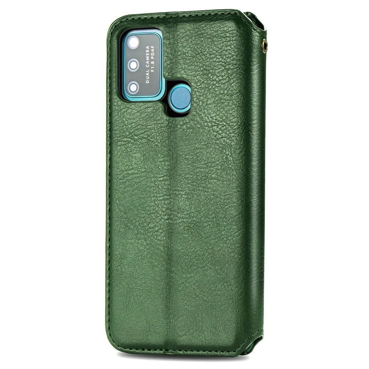 For Huawei Honor 9A Cubic Grid Pressed Horizontal Flip Magnetic Leather Case with Holder & Card Slots & Wallet