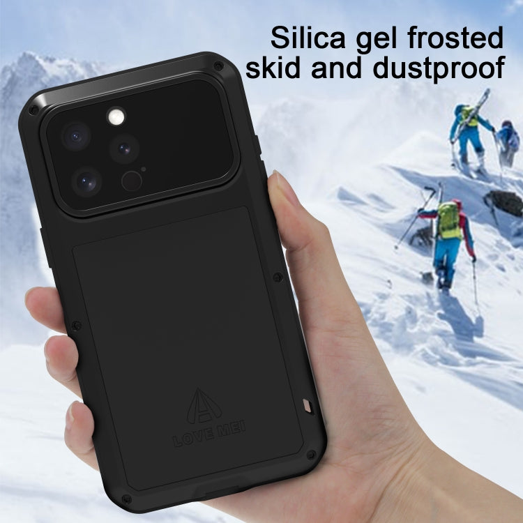 For iPhone 16 Pro LOVE MEI Metal Shockproof Life Waterproof Dustproof Phone Case