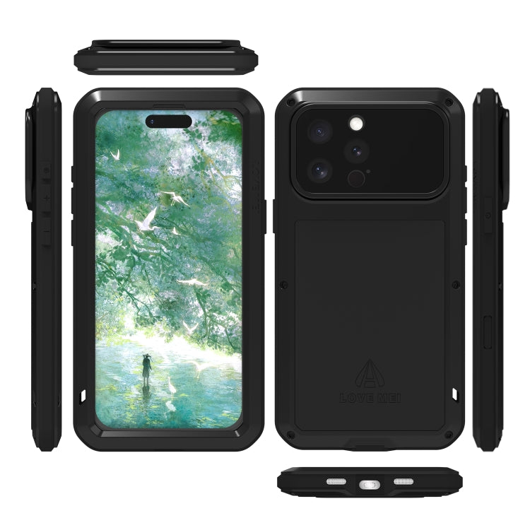 For iPhone 16 Pro LOVE MEI Metal Shockproof Life Waterproof Dustproof Phone Case