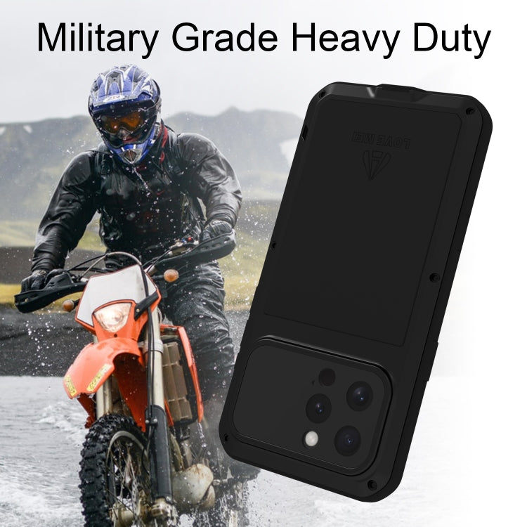 For iPhone 16 Pro LOVE MEI Metal Shockproof Life Waterproof Dustproof Phone Case