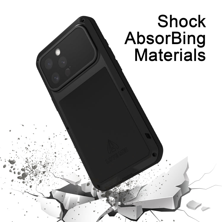 For iPhone 16 Pro LOVE MEI Metal Shockproof Life Waterproof Dustproof Phone Case
