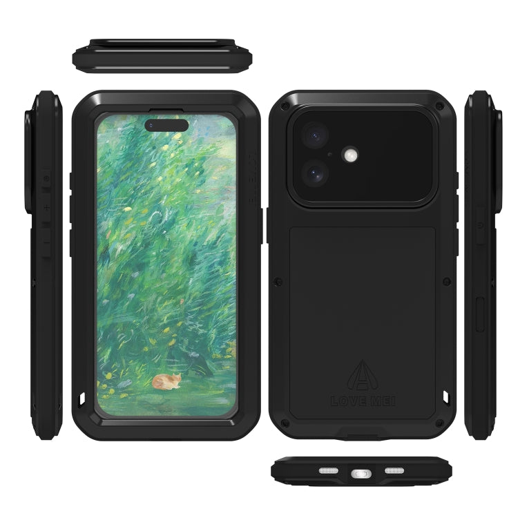 For iPhone 16 LOVE MEI Metal Shockproof Life Waterproof Dustproof Phone Case