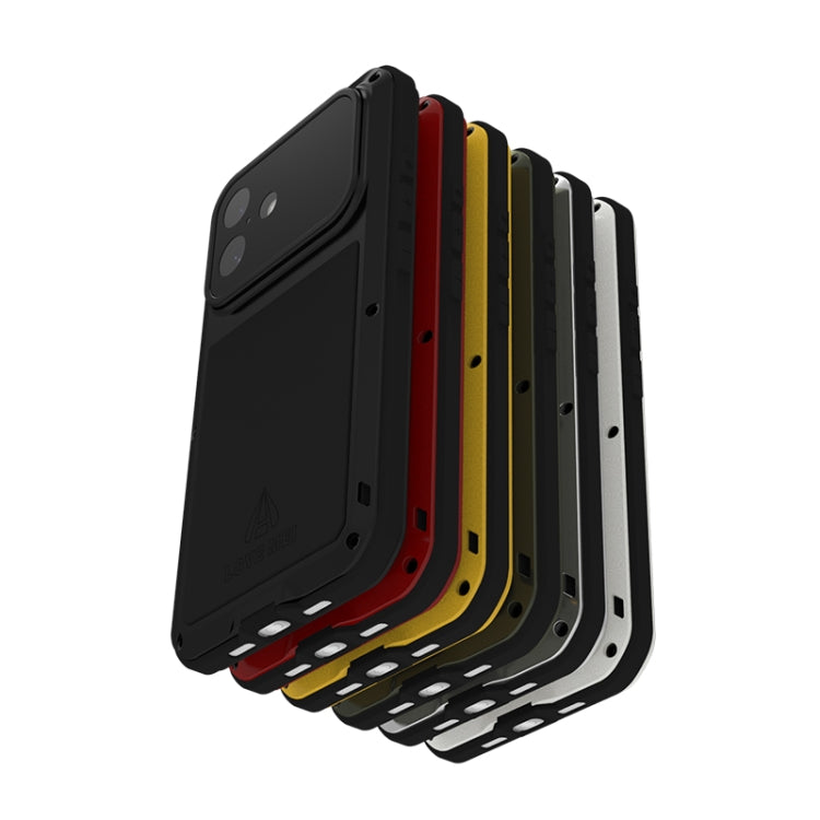 For iPhone 16 LOVE MEI Metal Shockproof Life Waterproof Dustproof Phone Case