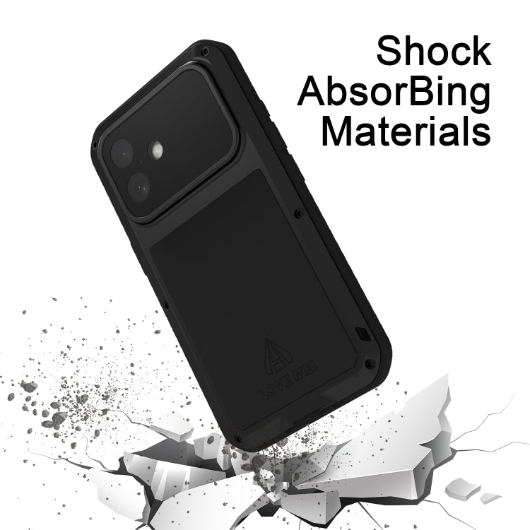For iPhone 16 LOVE MEI Metal Shockproof Life Waterproof Dustproof Phone Case