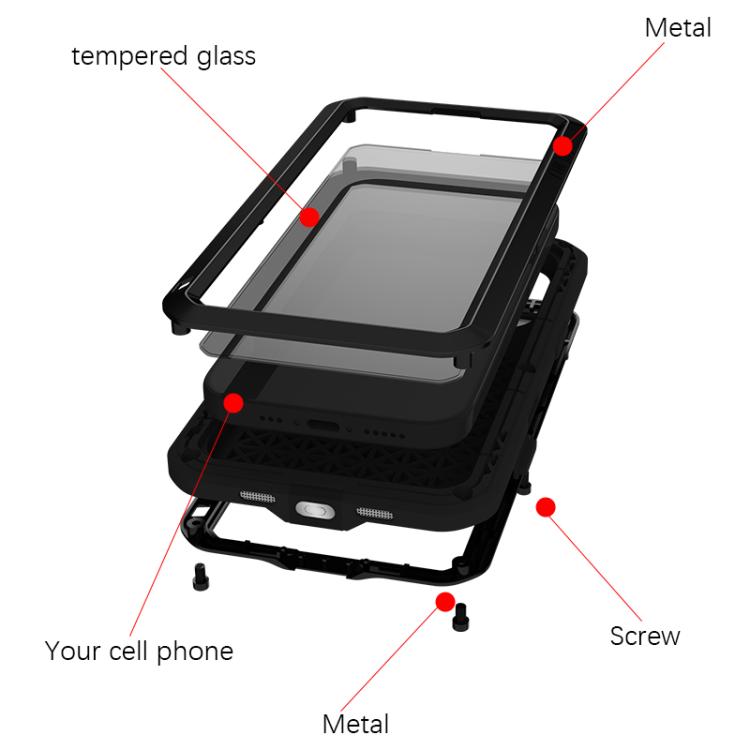 For iPhone 17 LOVE MEI Metal Shockproof Life Waterproof Dustproof Phone Case
