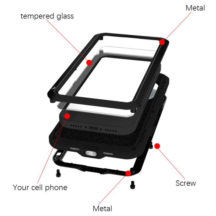 For iPhone 17 Pro LOVE MEI Metal Shockproof Life Waterproof Dustproof Phone Case