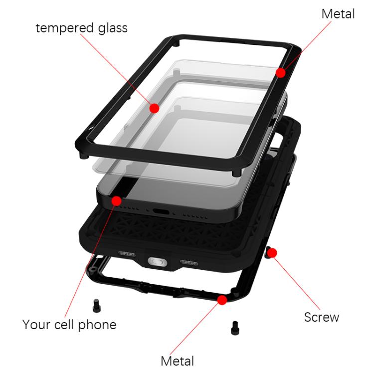 For iPhone 17 Pro Max LOVE MEI Metal Shockproof Life Waterproof Dustproof Phone Case
