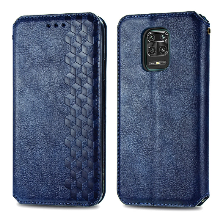 For Xiaomi Redmi Note 9 Pro Cubic Grid Pressed Horizontal Flip Magnetic Leather Case with Holder & Card Slots & Wallet