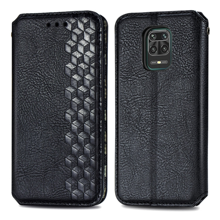 For Xiaomi Redmi Note 9 Pro Cubic Grid Pressed Horizontal Flip Magnetic Leather Case with Holder & Card Slots & Wallet