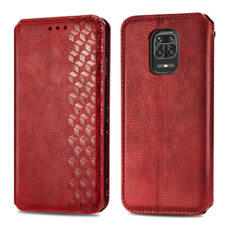 For Xiaomi Redmi Note 9 Pro Cubic Grid Pressed Horizontal Flip Magnetic Leather Case with Holder & Card Slots & Wallet
