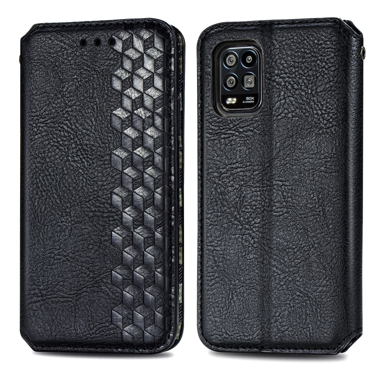 For Xiaomi Mi 10 Lite 5G Cubic Grid Pressed Horizontal Flip Magnetic Leather Case with Holder & Card Slots & Wallet
