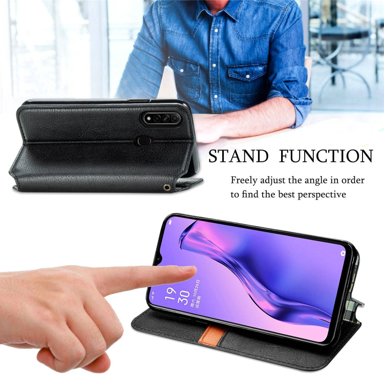 For OPPO A31 5G Cubic Grid Pressed Horizontal Flip Magnetic Leather Case with Holder & Card Slots & Wallet