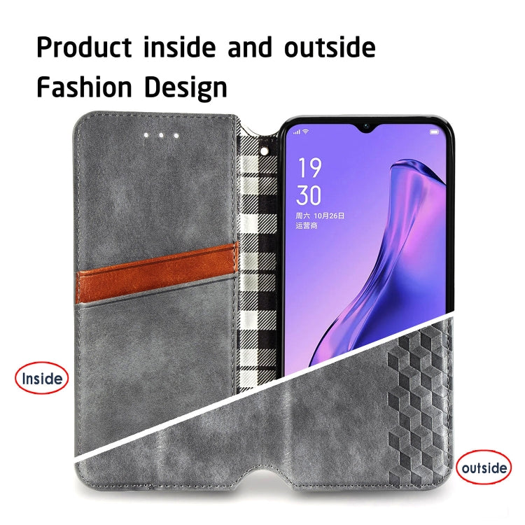 For OPPO A31 5G Cubic Grid Pressed Horizontal Flip Magnetic Leather Case with Holder & Card Slots & Wallet