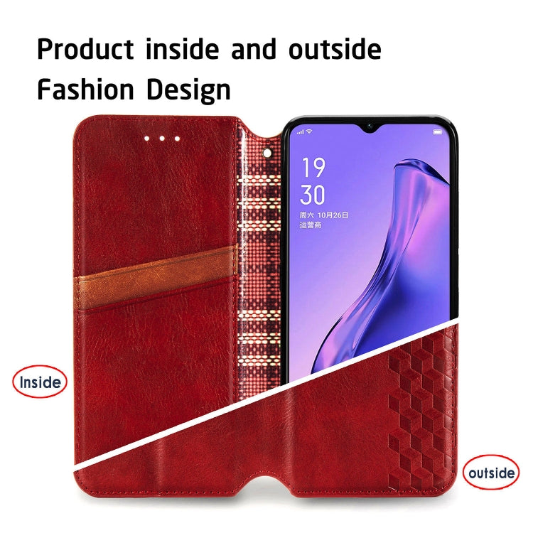 For OPPO A31 5G Cubic Grid Pressed Horizontal Flip Magnetic Leather Case with Holder & Card Slots & Wallet