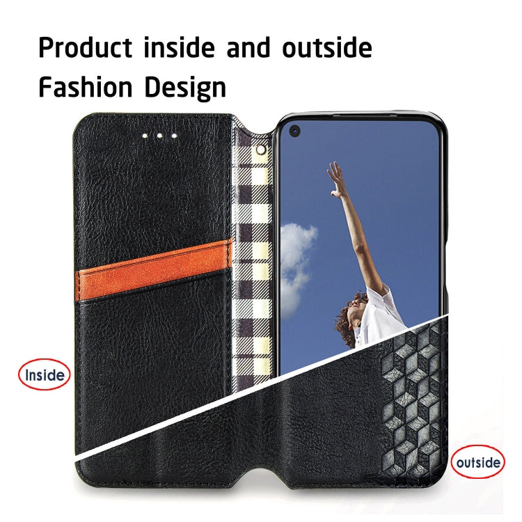 For OPPO A52 / A72 / A92 Cubic Grid Pressed Horizontal Flip Magnetic Leather Case with Holder & Card Slots & Wallet
