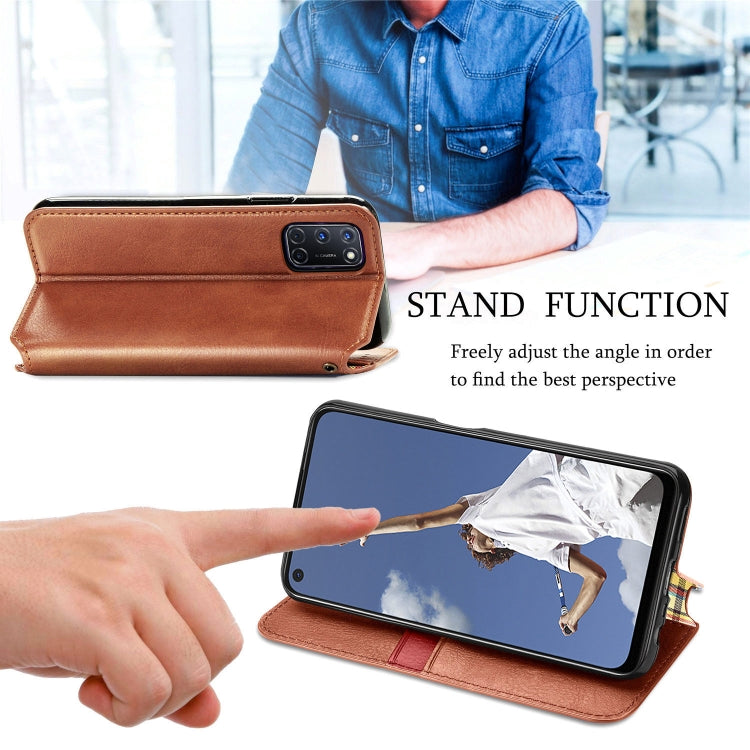For OPPO A52 / A72 / A92 Cubic Grid Pressed Horizontal Flip Magnetic Leather Case with Holder & Card Slots & Wallet
