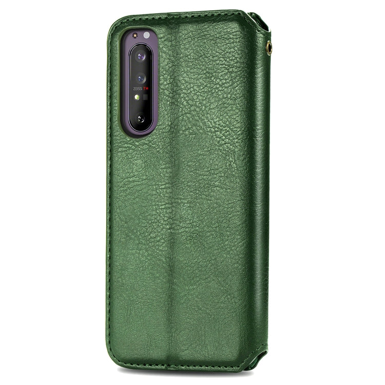 For Sony Xperia 1 II Cubic Grid Pressed Horizontal Flip Magnetic Leather Case with Holder & Card Slots & Wallet