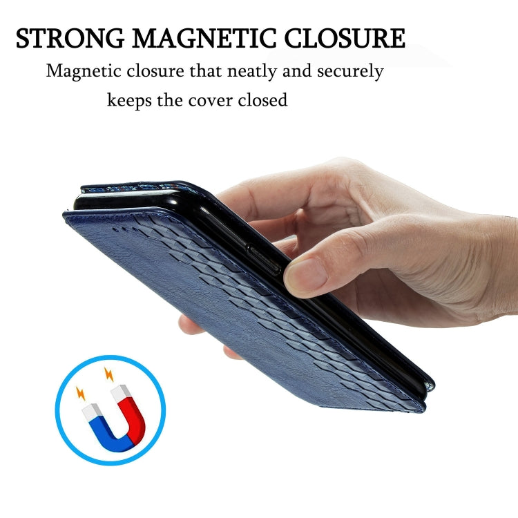 For Sony Xperia 10 II Cubic Grid Pressed Horizontal Flip Magnetic Leather Case with Holder & Card Slots & Wallet