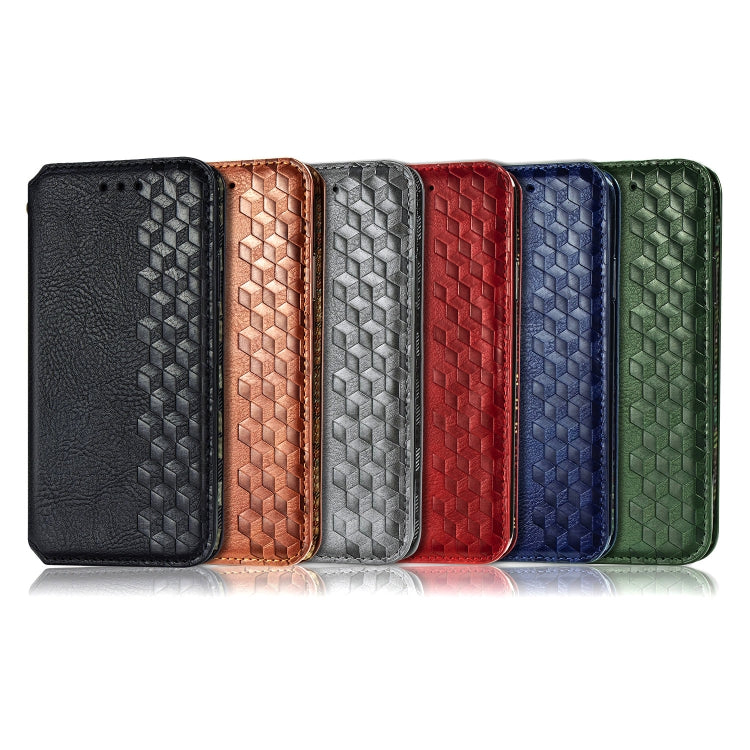 For Sony Xperia 10 II Cubic Grid Pressed Horizontal Flip Magnetic Leather Case with Holder & Card Slots & Wallet