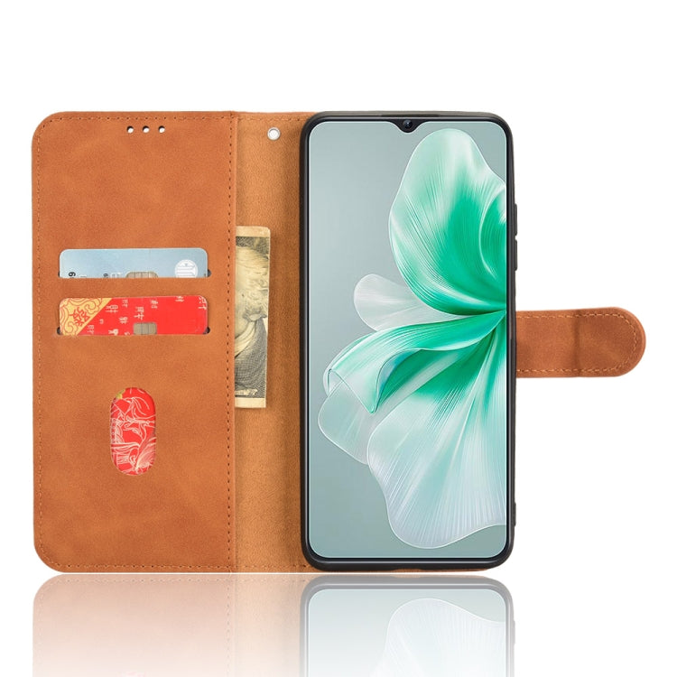For Oukitel C38 Skin Feel Magnetic Flip Leather Phone Case