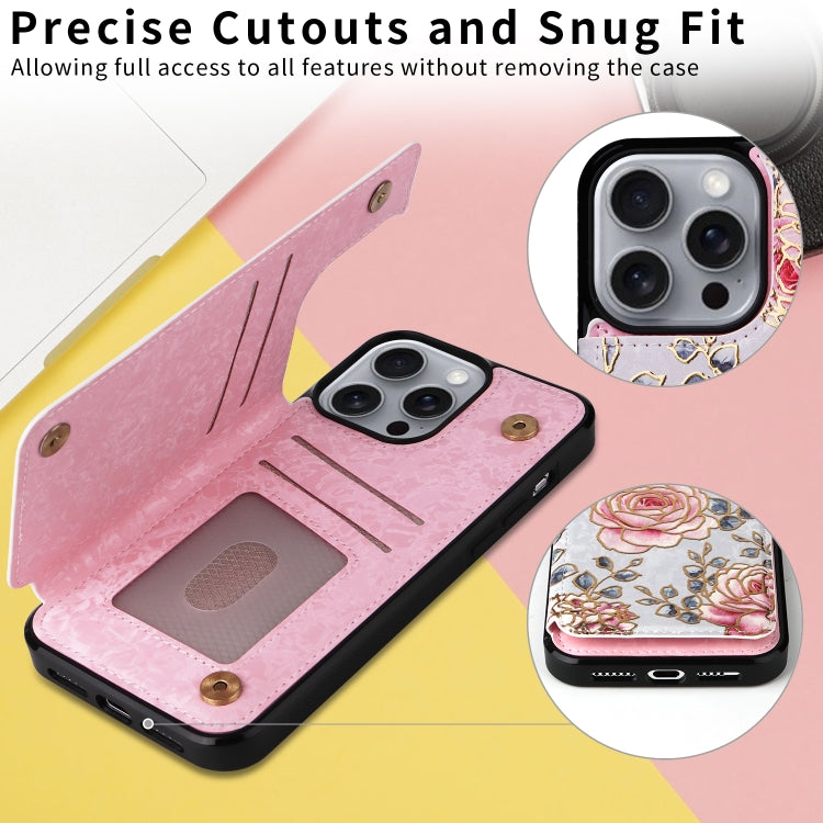 For iPhone 16 Pro Max Printed Double Buckle RFID Anti-theft Phone Case